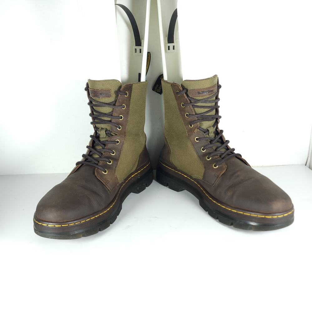 Dr. Martens Combs II Men's US11 Brown Leather Canvas Lace-Up Combat Boots - Picture 5 of 14